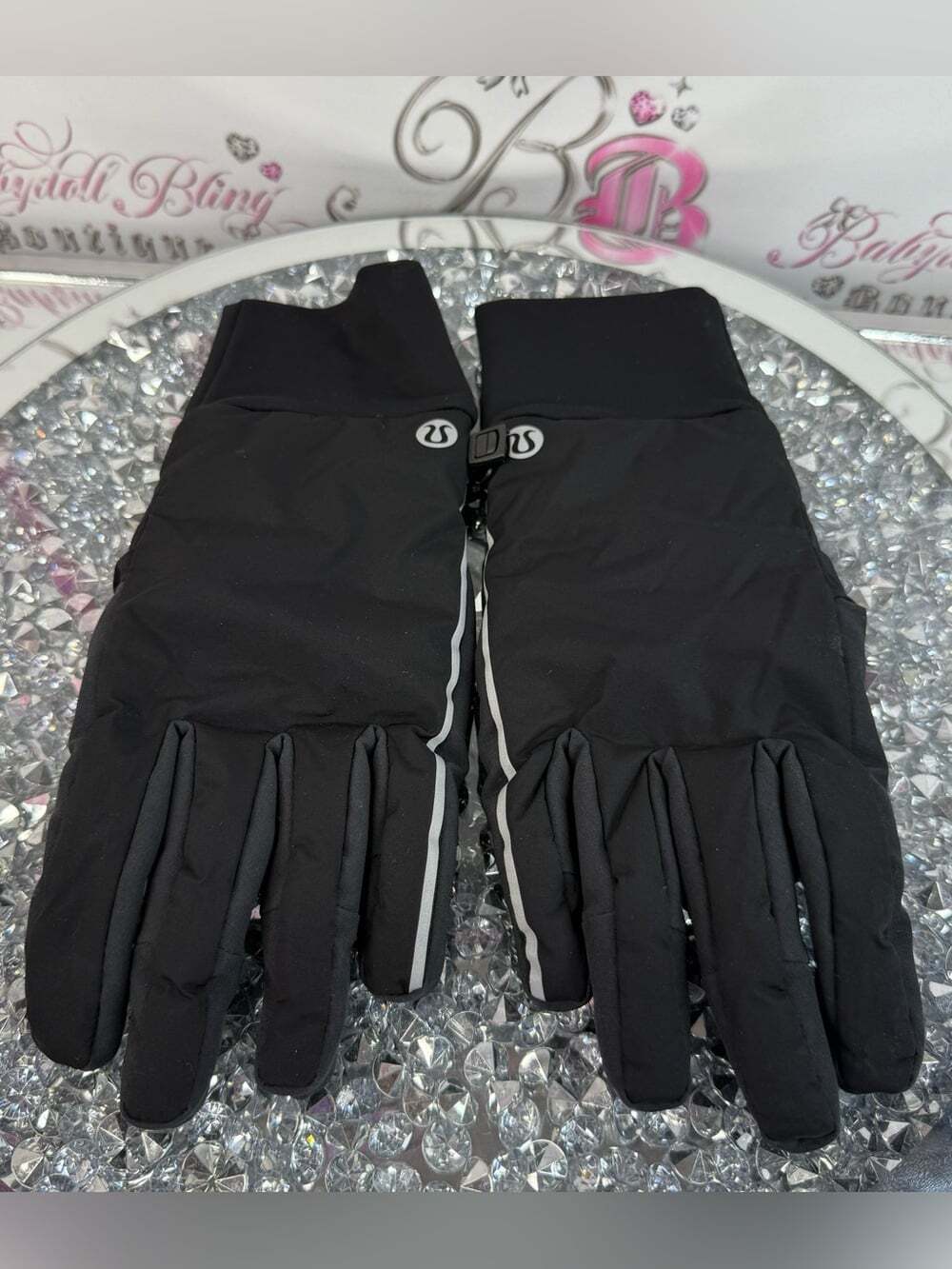 lululemon athletica gloves mitts Black Men's Reflective-Trim Running Gloves